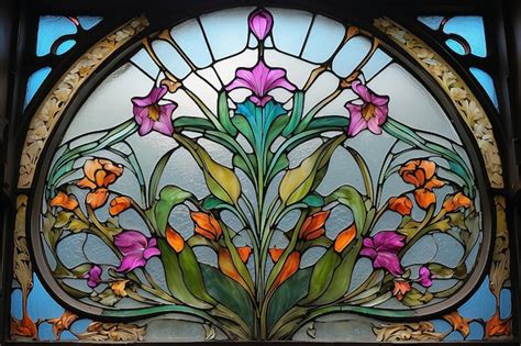 Premium Photo Art Nouveau Stained Glass Window