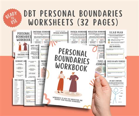 32 Personal Boundaries Worksheets Dbt Therapy Workbook Healthy Boundary And Self Care Book