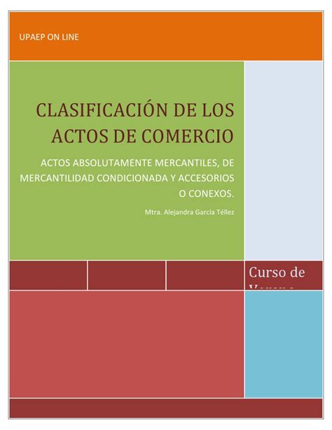 Clasificación Actos De Comercio By A Alejandra García Téllez Issuu