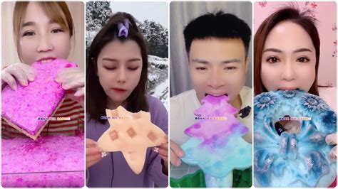 Asmr Colored Foam Ice Eating Ice Mukbang Purple Ice Eating