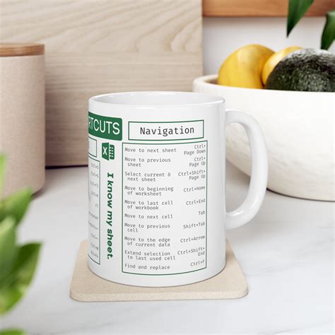 Excel Shortcuts Mug Excel Cheat Sheet Mug Excel Spreadsheet Mug