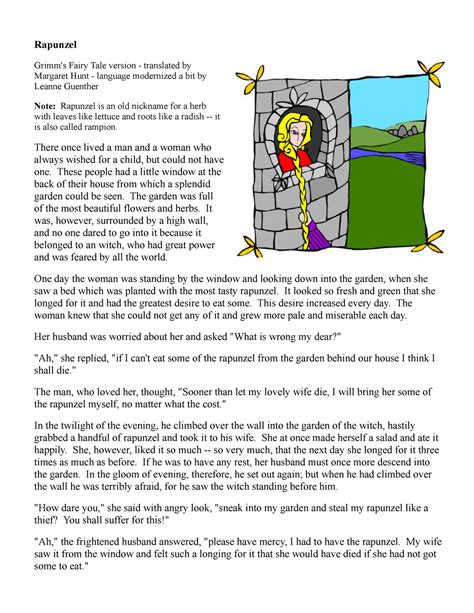 Rapunzel Story Fr Frq F Rapunzel Grimm S Fairy Tale Version