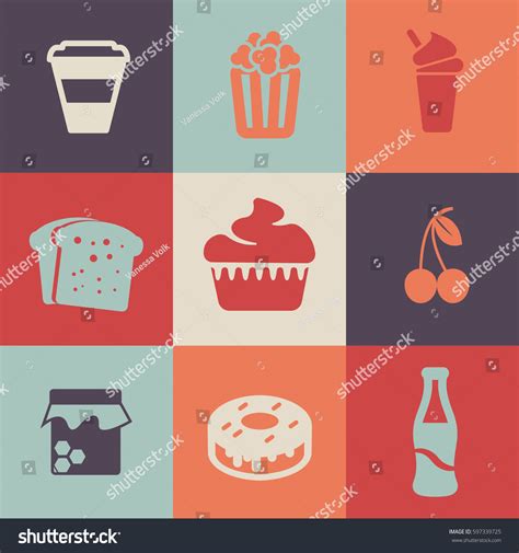 Sweet Foods Set Vector Icons Stock Vector Royalty Free 597339725 Shutterstock