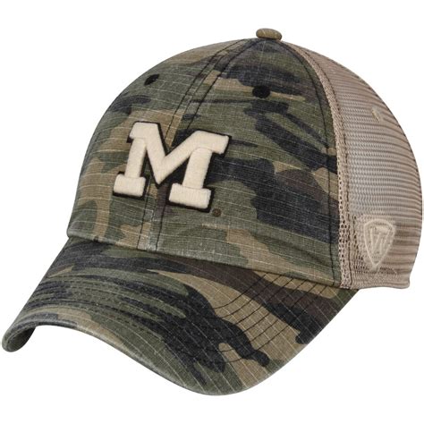 Top Of The World Michigan Wolverines Camo Declare Trucker Adjustable Hat