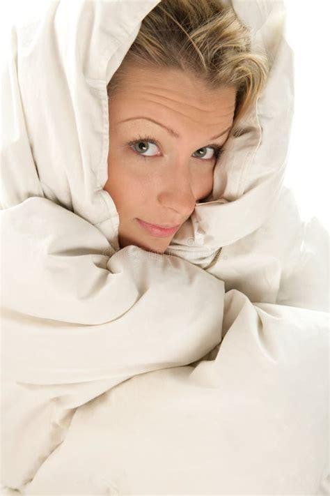 Woman Wrapped Duvet Stock Image Image Of Head Caucasian 11296739