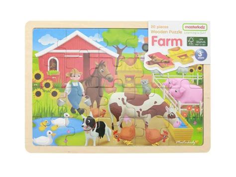 Masterkidz Wooden Farm Animals Jigsaw Puzzle - Baby Vegas