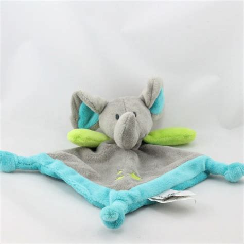 Doudou Plat L Phant Girs Vert Bleu U Tout Petitss