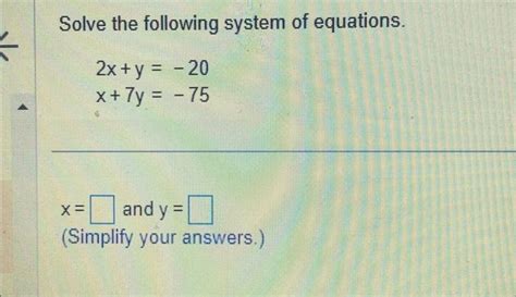 Solved Solve The Following System Of Equations