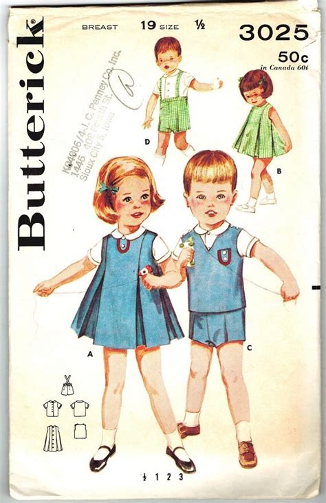 Butterick 3025 Photocopy Of Vintage 60s Sister And Brother Twins Etsy