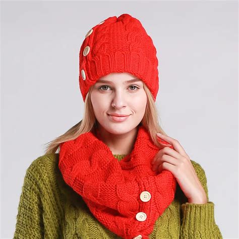 Neck Warmer Knitted Womens Hat Scarf Set Fur Wool Lining Thick Warm