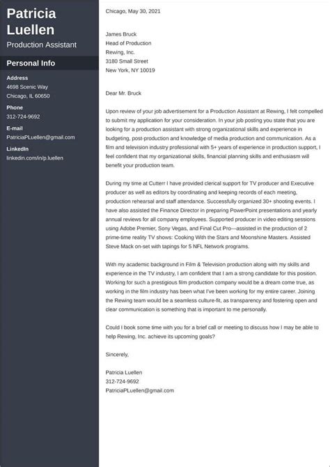 Production Assistant Cover Letter—samples And Templates