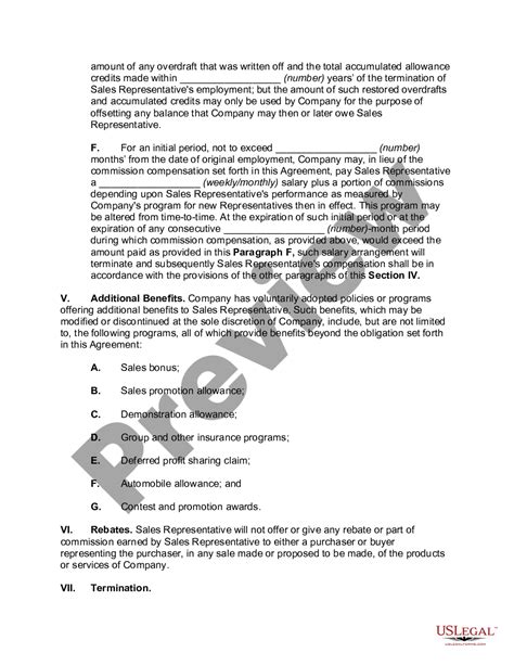 San Bernardino California Employment Agreement With A Sales Representative With Nonexclusive