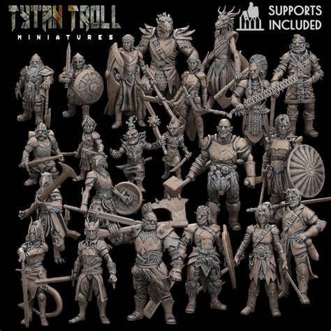 3D Printable DnD Heroes Fighters Bundle Pre Supported By TytanTroll