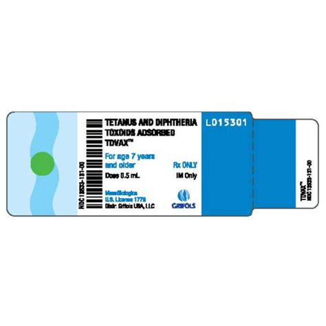 Tdvax Tetanus Diphtheria Toxoid Adsorbed Vaccine Ml Vial Bound Tree