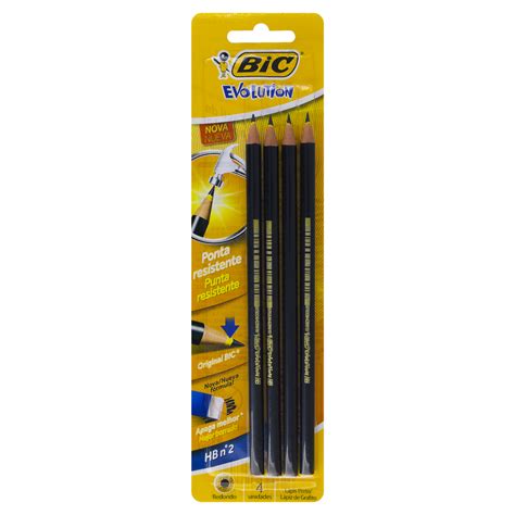 LÁPIS GRAFITE HB Nº 2 BIC EVOLUTION 4 UNIDADES GTIN EAN UPC