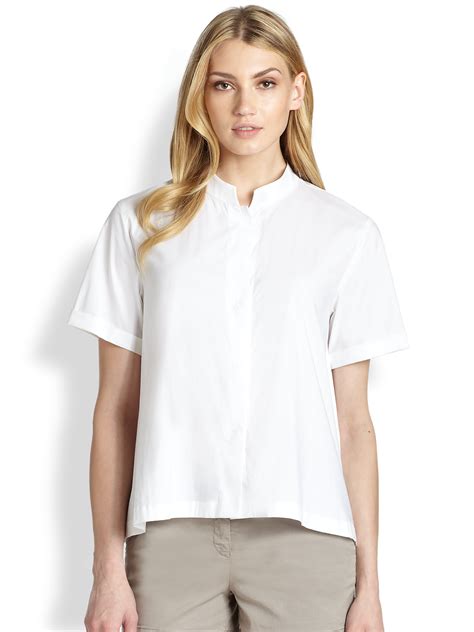 Lyst Armani Textured Poplin Blouse In White