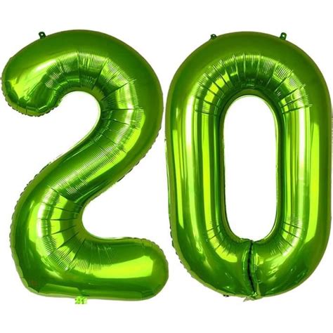 Ballon Anniversaire 20 Ans Vert 101 Cm Ballon Chiffre Numéro 20 Vert