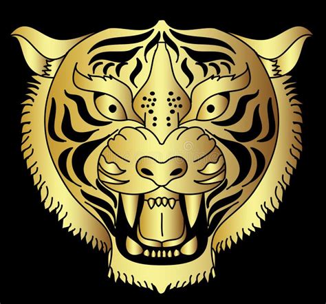 Vetor Japon S Dourado Do Projeto Da Tatuagem Da Cabe A Do Tigre Para A