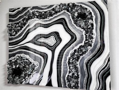 Black and Silver Resin Geode Art / Geode Resin Wall Art / Resin ...