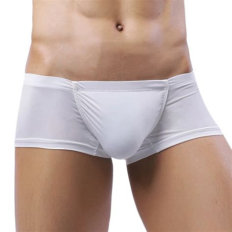 Bóxer de seda de hielo transparente para hombre ropa interior Sexy