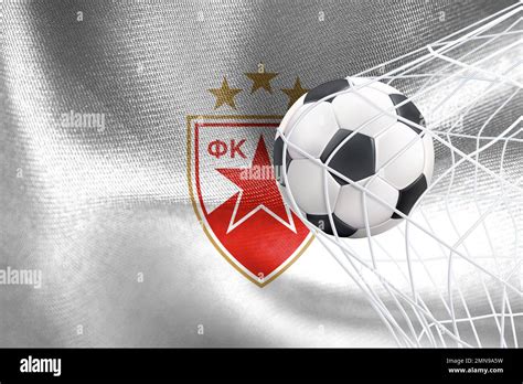 Uefa Champions League Fk Crvena Zvezda Flag With A Soccer Ball In