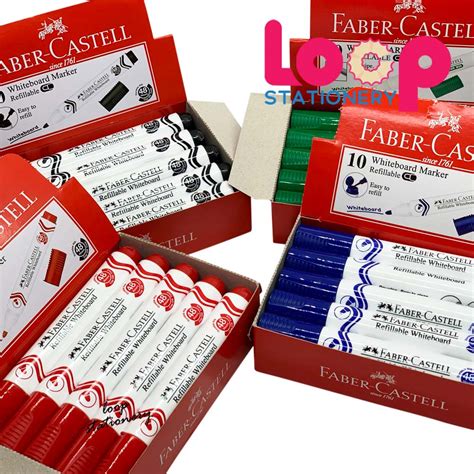 Faber Castell Whiteboard Marker Refillable Black Blue Red Green 10pcs