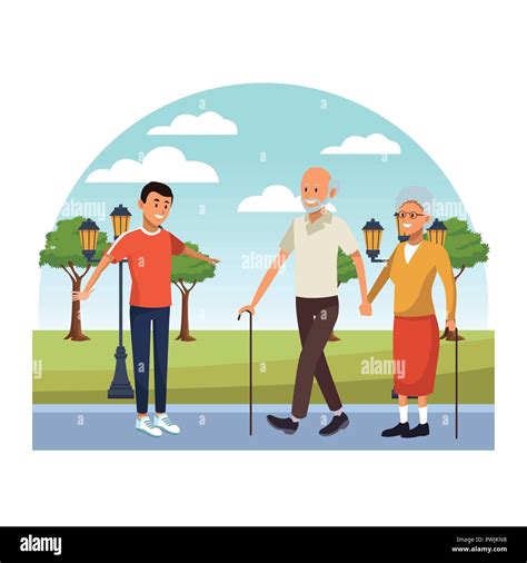 Clipart Helping Elderly Cartoon