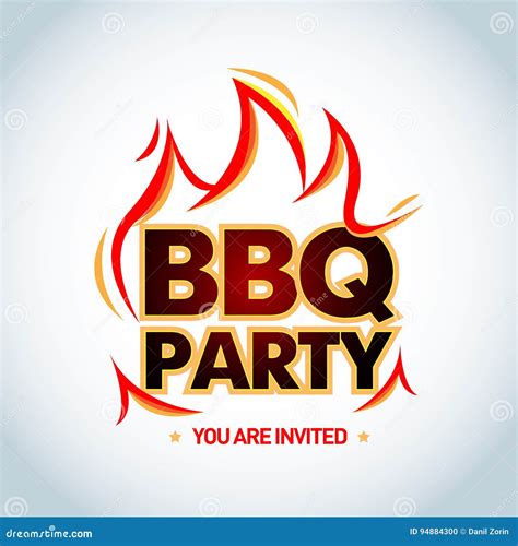 BBQ Party Logotype Template With Flames Barbecue Party Logo Party