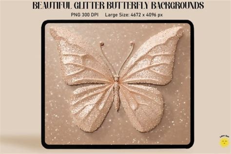 Pastel Beige Glitter Butterfly Backdrop Graphic By Lazy Sun Creative