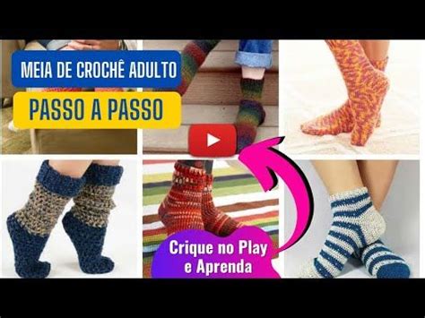 Meia de Crochê Adulto passo a passo YouTube Meias de croche Crochê