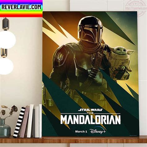 Pedro Pascal As The Mandalorian With Grogu In Star Wars The Mandalorian Home Decor Poster Canvas ...