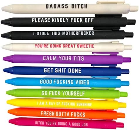 Shinekoo Pcs Swear Word Daily Pen Set Funny Ballpoint Pens Weekday