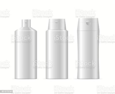 Realistic Template Blank White Shampoo Cosmetic Bottle Isolated Vector Stock Illustration