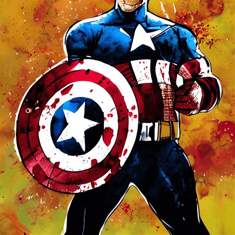 Captain America Watercolor Paint Splatter Graphic Creative Fabrica