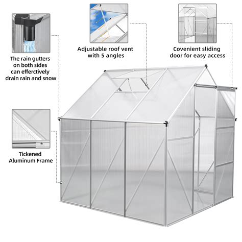 Evedy Greenhouse 62x62 Ft Greenhouses For Outdoors Polycarbonate