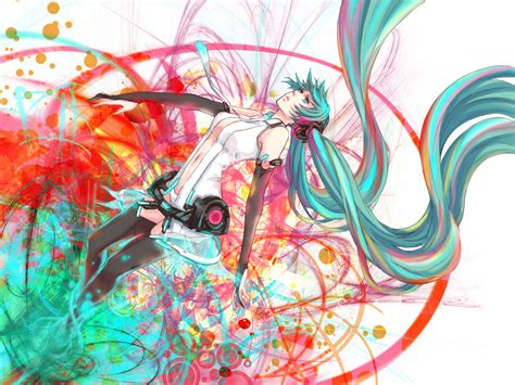 Aqua Eyes Aqua Hair Breasts Cleavage Hatsune Miku Long Hair Miku Append