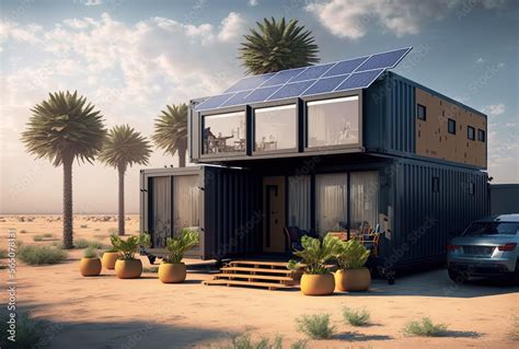 Modern Industry Exterior Style Shipping Container House Has Solar Panel