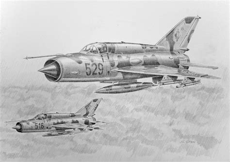 Mig 21 Mf Luftfahrt Kunst Flugzeug Kunst Bleistiftzeichnung