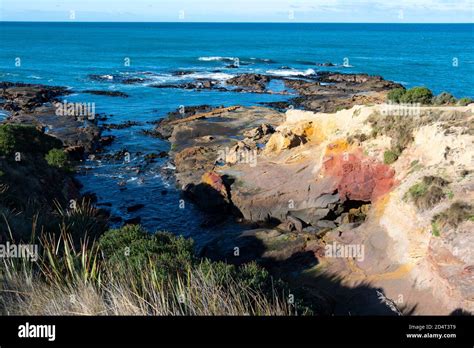 Coloured Cliffs At Matakaea Scenic Reserve Shag Point Near Moeraki