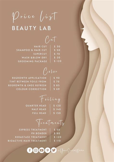 Beauty Price List Template Small Business Price List Modern Salon