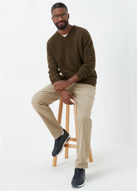 Lincoln Khaki Lambswool V Neck Jumper Matalan