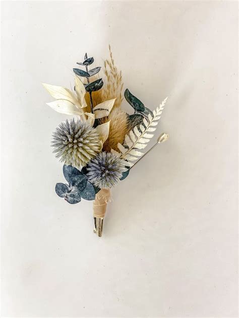 Dusty Blue Boutonniere Wedding Flowers Groom And Groomsmen Etsy