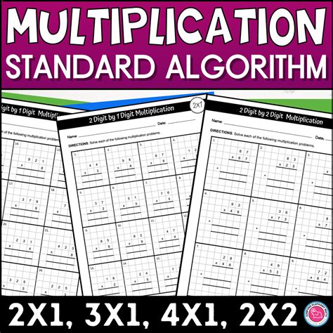 Standard Algorithm Multiplication Worksheets X X X And X Digits