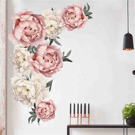 Pink Peony Flower Wall Decal Peony Wall Decals Pink Flower Etsy