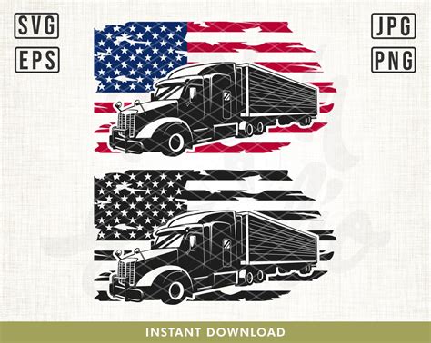 Us Semi Truck Svg File Truck Svg Semi Truck Svg Us Truck Driver