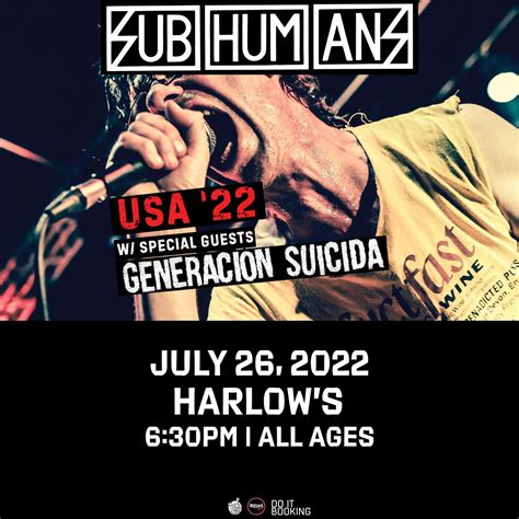 Tickets For Subhumans In Sacramento From Harlows