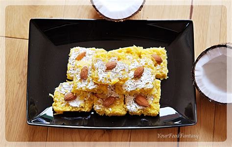 Coconut Barfi Nariyal Ke Barfi Your Food Fantasy