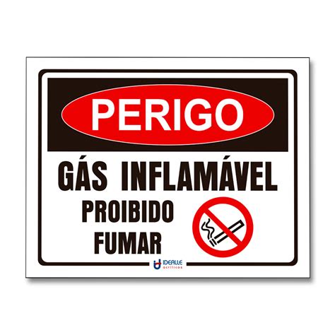 Placa Perigo Gás Inflamável Proibido Fumar Idealle Acrilicos Store