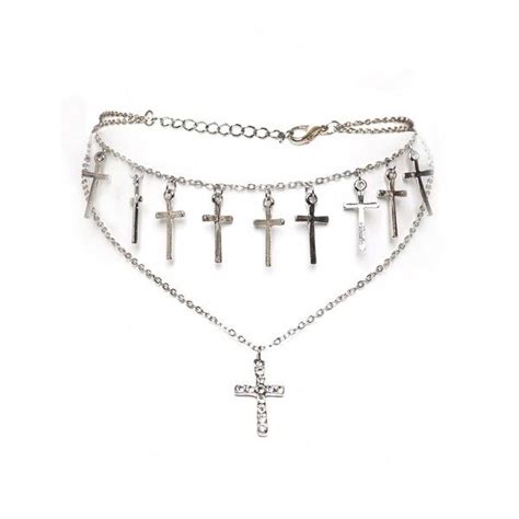 Sparkling Silver Cross Choker Necklace