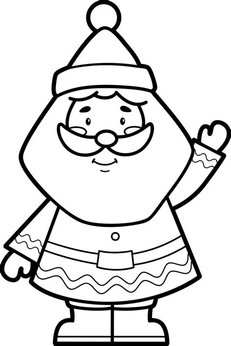 Christmas Coloring Book Or Page Santa Claus Black And White Vector